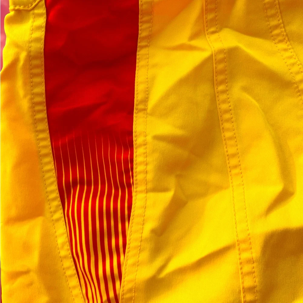 FOX VINTAGE Bright Yellow Red & Black Swim Trunks - Size 26 - Picture 3 of 7